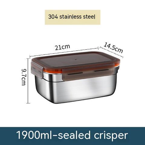 Stainless Steel Crisper Sealed Refrigerator Freezing Storage Box