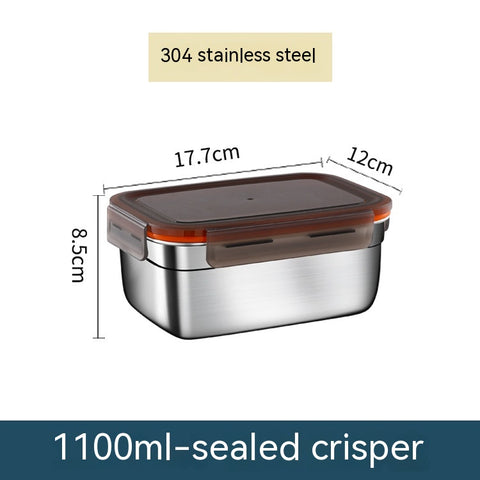 Stainless Steel Crisper Sealed Refrigerator Freezing Storage Box