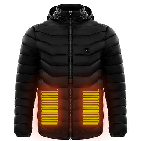 Men Heated Puffer Jacket Electric Heating Coat Insulated Hood Windbreaker 9Heat Zones