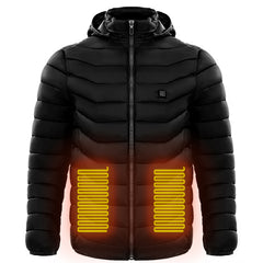 Men Heated Puffer Jacket Electric Heating Coat Insulated Hood Windbreaker 9Heat Zones