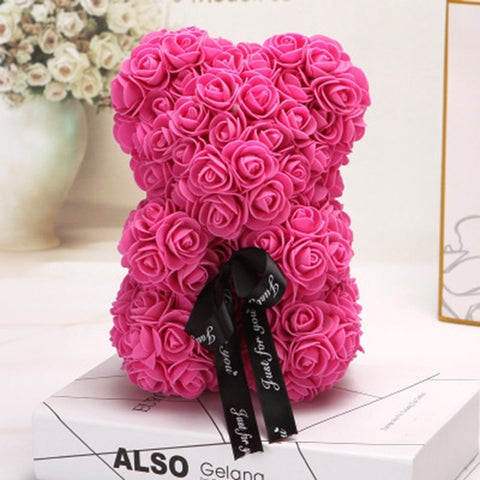 Valentine's Day Gift Rose Bear Eternal Flower Rose Teddy Bear PE Foam Bear 25cm Valentines Day